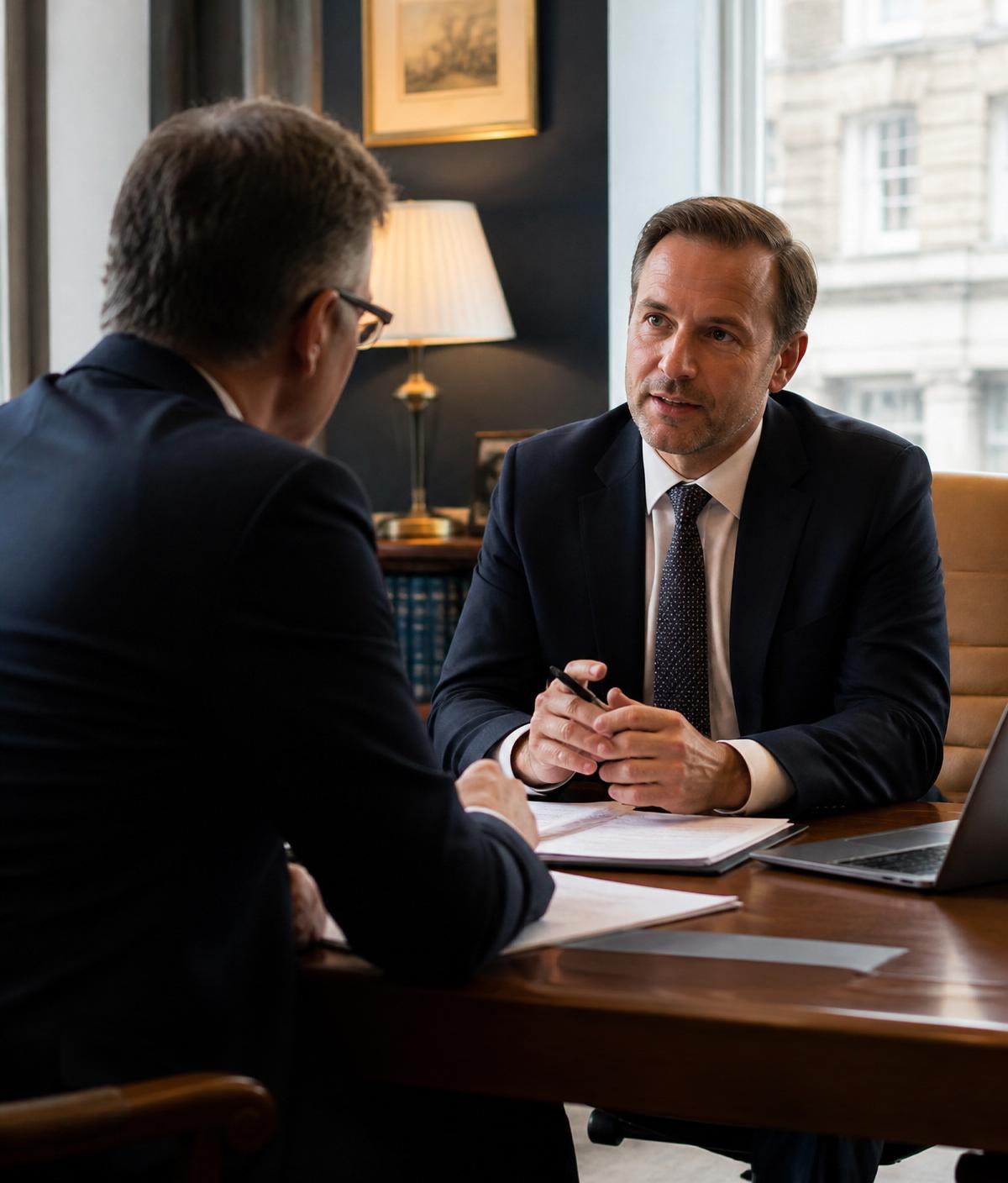 Senior advisor consulting with an international client on UK company formation
