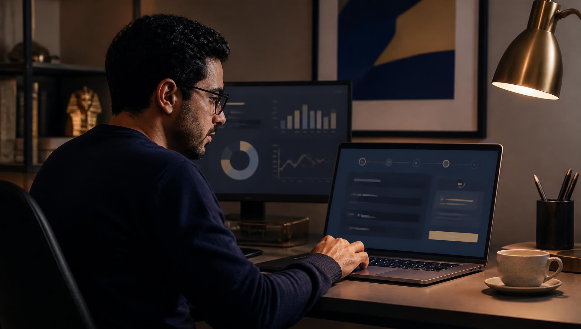 A laptop showing multi-currency payment dashboards on a desk in Cairo, illustrating payment provider options for Egyptian founders of a UK company A laptop showing multi-currency payment dashboards on a desk in Cairo, illustrating payment provider options for Egyptian founders of a UK company